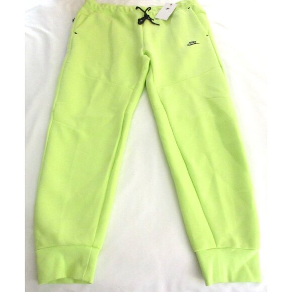 Nike Sportswear Men's Tech Fleece Slim Fit Jogger Pants Light Lemon Twist Black - Picture 3 of 8